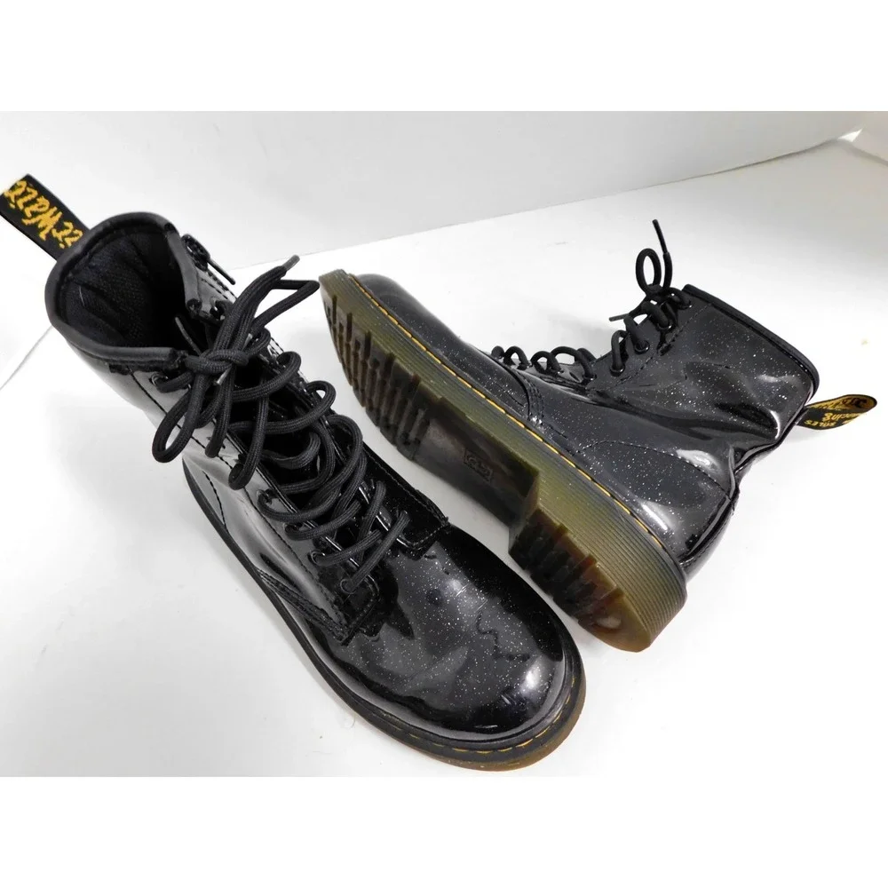 Doc Dr Martens Black‎ Glitter Boots Womans 6 AIR WAIR 1460 Y Zip